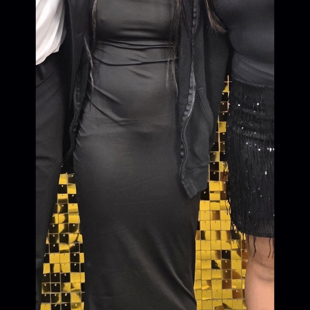 SHEIN Black Bodycon Midi Dress